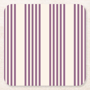 Mauve paars en beige vijf strepen patroon kartonnen onderzetters