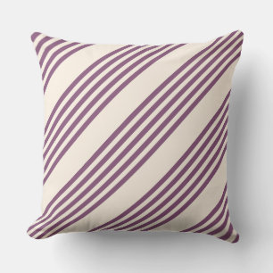 Mauve paars en beige vijf strepen patroon kussen