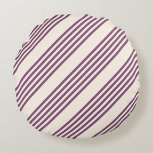 Mauve paars en beige vijf strepen patroon rond kussen
