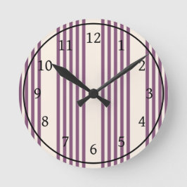 Mauve paars en beige vijf strepen patroon ronde klok
