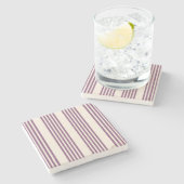 Mauve paars en beige vijf strepen patroon stenen onderzetter (Zijkant)