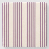 Mauve paars en beige vijf strepen patroon stenen onderzetter (Voorkant)