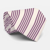 Mauve paars en beige vijf strepen patroon stropdas (Opgerold)