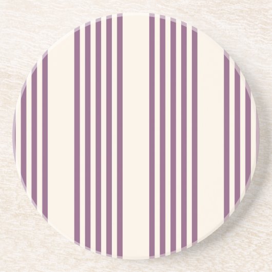 Mauve paars en beige vijf strepen patroon zandsteen onderzetter (Voorkant)