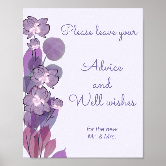 Mauve paars floral Advice and Well wil sign Poster (Voorkant)