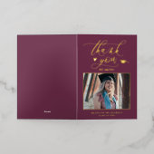 Mauve Paars Gold Script Chic Afstuderen Hartelijk  Folie Wenskaart (Buiten Laag)