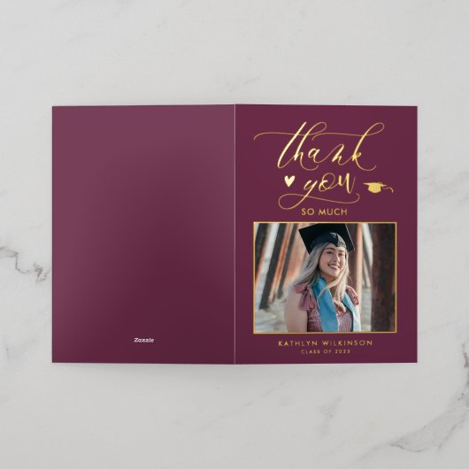 Mauve Paars Gold Script Chic Afstuderen Hartelijk  Folie Wenskaart (Buiten Laag)