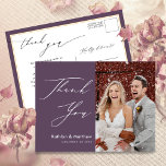 Mauve Paars Modern Photo Weddenschap Dank je Briefkaart<br><div class="desc">Elegant Mauve Elegant Script Modern Photo Minimalist Wedding Hartelijk dank,  Briefkaart. Ik wil je bedanken voor je vrienden en familie die je bruiloft speciaal hebben gemaakt met deze mooie trouwfoto. Dank je wel. Alle teksten zijn vooraf geregeld zodat u zich gemakkelijk en snel kunt personaliseren met uw eigen woorden.</div>