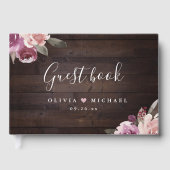 Mauve paars & mulberry florale bruiloft gastenboek (Voorkant)