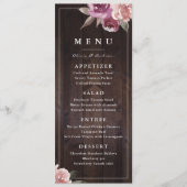 Mauve paars & mulberry florale bruiloft menu (Voorkant)