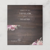 Mauve paars & mulberry florale bruiloft plaatskaartje (Buitenkant ongevouwen)