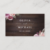 Mauve paars & mulberry florale bruiloft plaatskaartje (Achterkant)