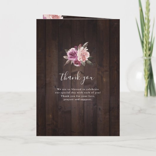 Mauve paars & mulberry florale bruiloft programma (Achterkant)