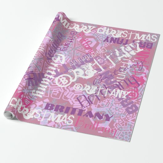 Mauve Paars roze naampatroon Elke keer Cadeaupapier (Uitgerold)