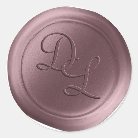 Mauve Paarse 2 letter Monogram Wax Seal Stickers (Voorkant)