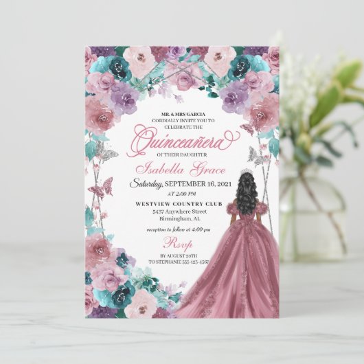 Mauve Paarse Blauwgroen Roze Zonsondergang Quincea Kaart (Staand voorkant)