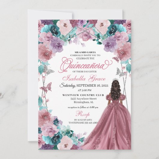 Mauve Paarse Blauwgroen Roze Zonsondergang Quincea Kaart (Voorkant)