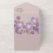 Mauve paarse blush floral all in one uitnodiging (Buitenkant)