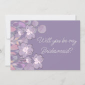 Mauve paarse blush floral be bridesmaid proposal kaart (Voorkant)