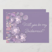 Mauve paarse blush floral be bridesmaid proposal kaart (Voorkant / Achterkant)