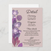 Mauve paarse blush floral bruiloft details informatiekaartje (Voorkant / Achterkant)