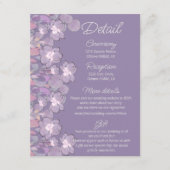 Mauve paarse blush floral bruiloft details informatiekaartje (Voorkant)
