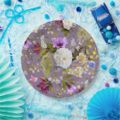 Mauve Paarse bruiloft echte bloemen Papieren Bordje (Feest)