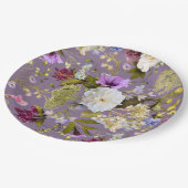 Mauve Paarse bruiloft echte bloemen Papieren Bordje (Gekanteld)