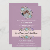 Mauve Paarse bruiloft uitnodiging (Voorkant / Achterkant)