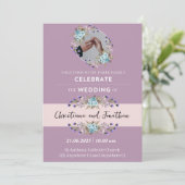Mauve Paarse bruiloft uitnodiging (Staand voorkant)