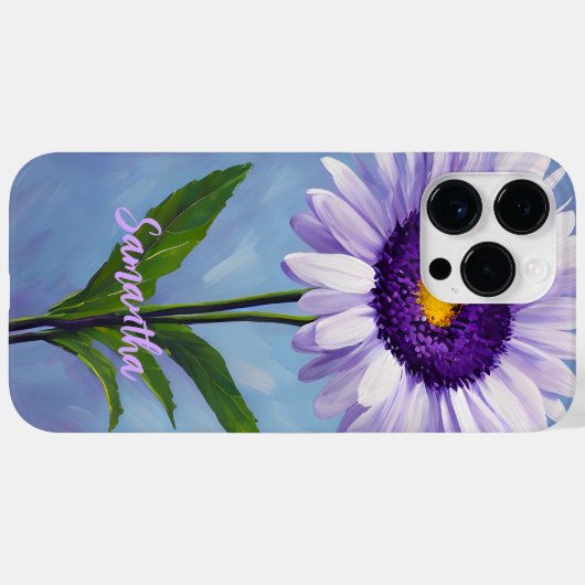  Mauve Paarse Daisy Oil Painting Monogrammed Case-Mate iPhone Case (Achterkant (horizontaal))