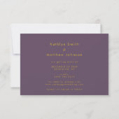 Mauve Paarse Elegant Gold Script Modern Weddenscha Save The Date (Achterkant)