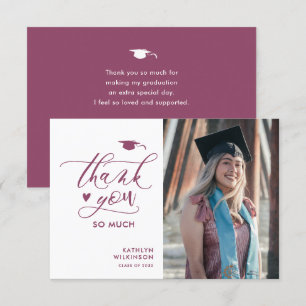 Mauve Paarse Elegant Script Minimalist Afstuderen Bedankkaart