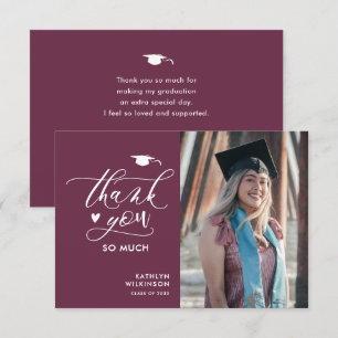 Mauve Paarse Elegant Script Minimalist Afstuderen Bedankkaart