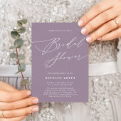 Mauve Paarse Elegant Script Moderne Vrijgezellenfe Kaart