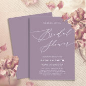 Mauve Paarse Elegant Script Moderne Vrijgezellenfe Kaart