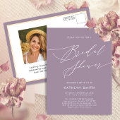 Mauve Paarse Elegant Script Moderne Vrijgezellenfe Uitnodiging Briefkaart