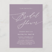 Mauve Paarse Elegant Script Moderne Vrijgezellenfe Uitnodiging Briefkaart (Voorkant)