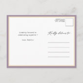Mauve Paarse Elegant Script Moderne Vrijgezellenfe Uitnodiging Briefkaart (Achterkant)