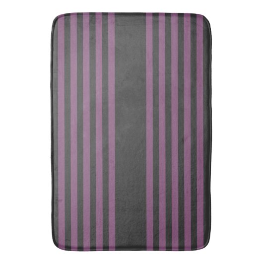 Mauve paarse en houtskool vijf strepen patroon badmat (Voorkant Verticaal)