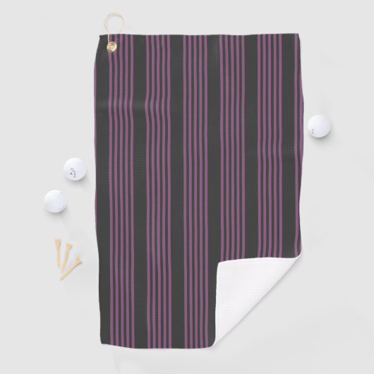 Mauve paarse en houtskool vijf strepen patroon golfhanddoek (Insitu)