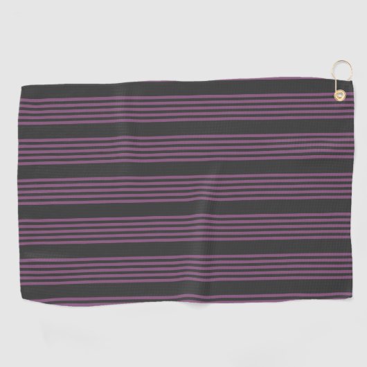 Mauve paarse en houtskool vijf strepen patroon golfhanddoek (Horizontaal)