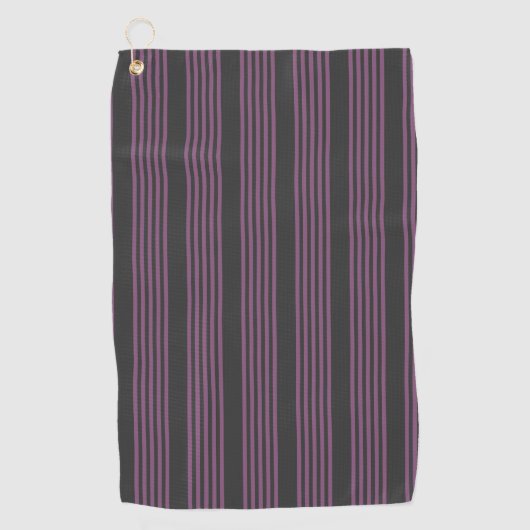 Mauve paarse en houtskool vijf strepen patroon golfhanddoek (Voorkant)
