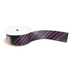 Mauve paarse en houtskool vijf strepen patroon satijnen lint