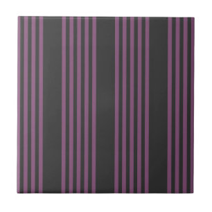 Mauve paarse en houtskool vijf strepen patroon tegeltje