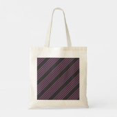 Mauve paarse en houtskool vijf strepen patroon tote bag (Achterkant)
