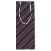 Mauve paarse en houtskool vijf strepen patroon wijn cadeautas (Achterkant)