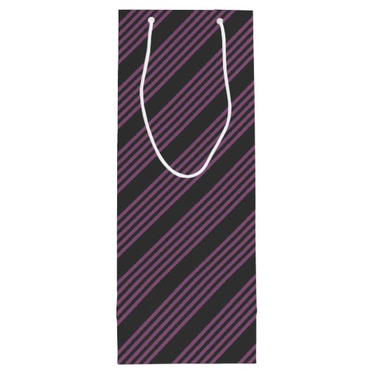 Mauve paarse en houtskool vijf strepen patroon wijn cadeautas (Achterkant)