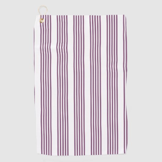 Mauve paarse en witte vijf strepen patroon golfhanddoek (Voorkant)