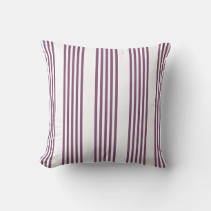 Mauve paarse en witte vijf strepen patroon kussen